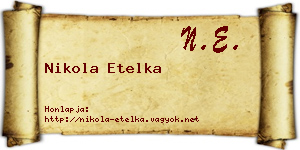 Nikola Etelka névjegykártya